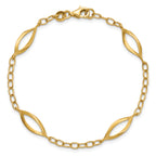14K Yellow Gold Brushed & Polished Bracelet, 7.5 in