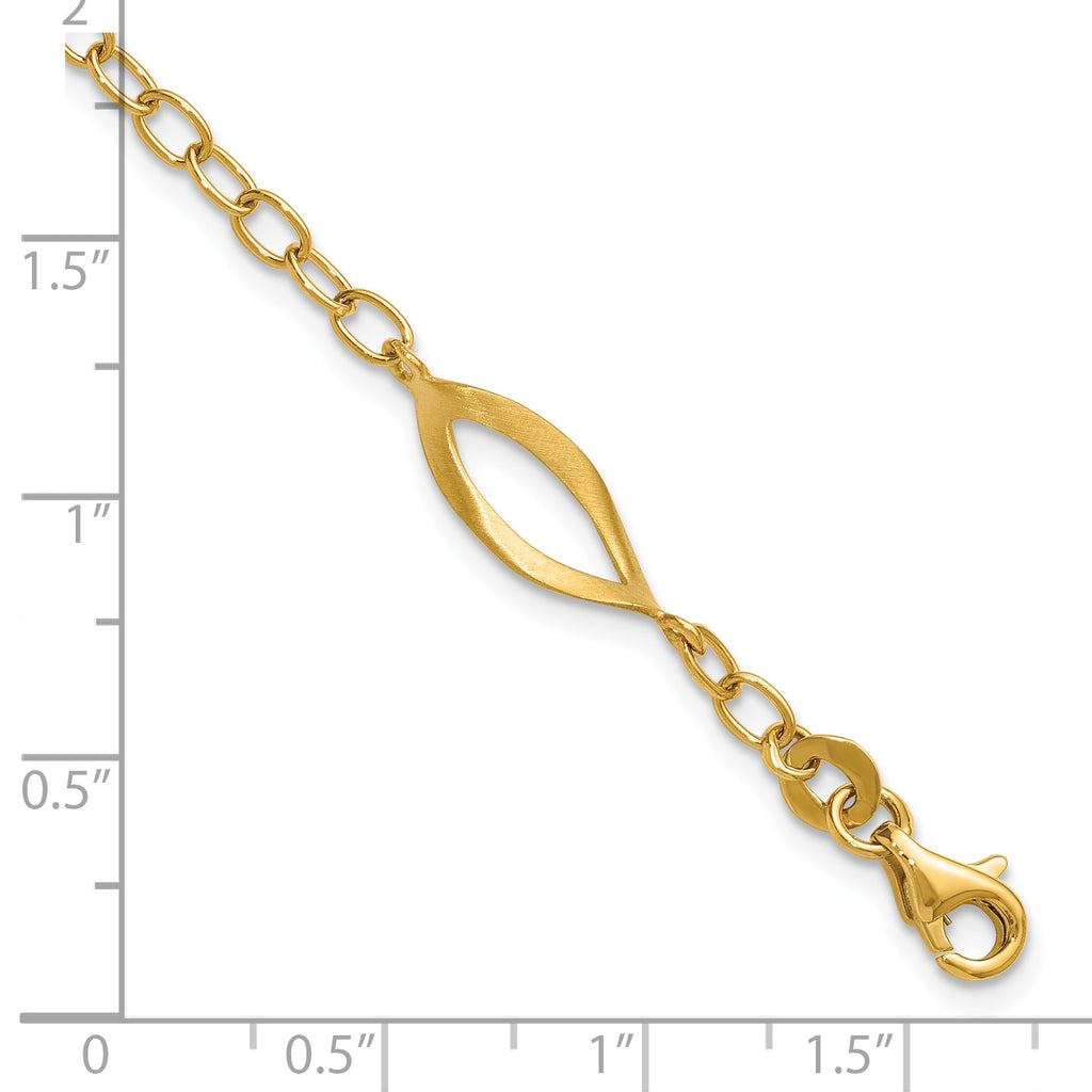 14K Yellow Gold Brushed & Polished Bracelet, 7.5 in
