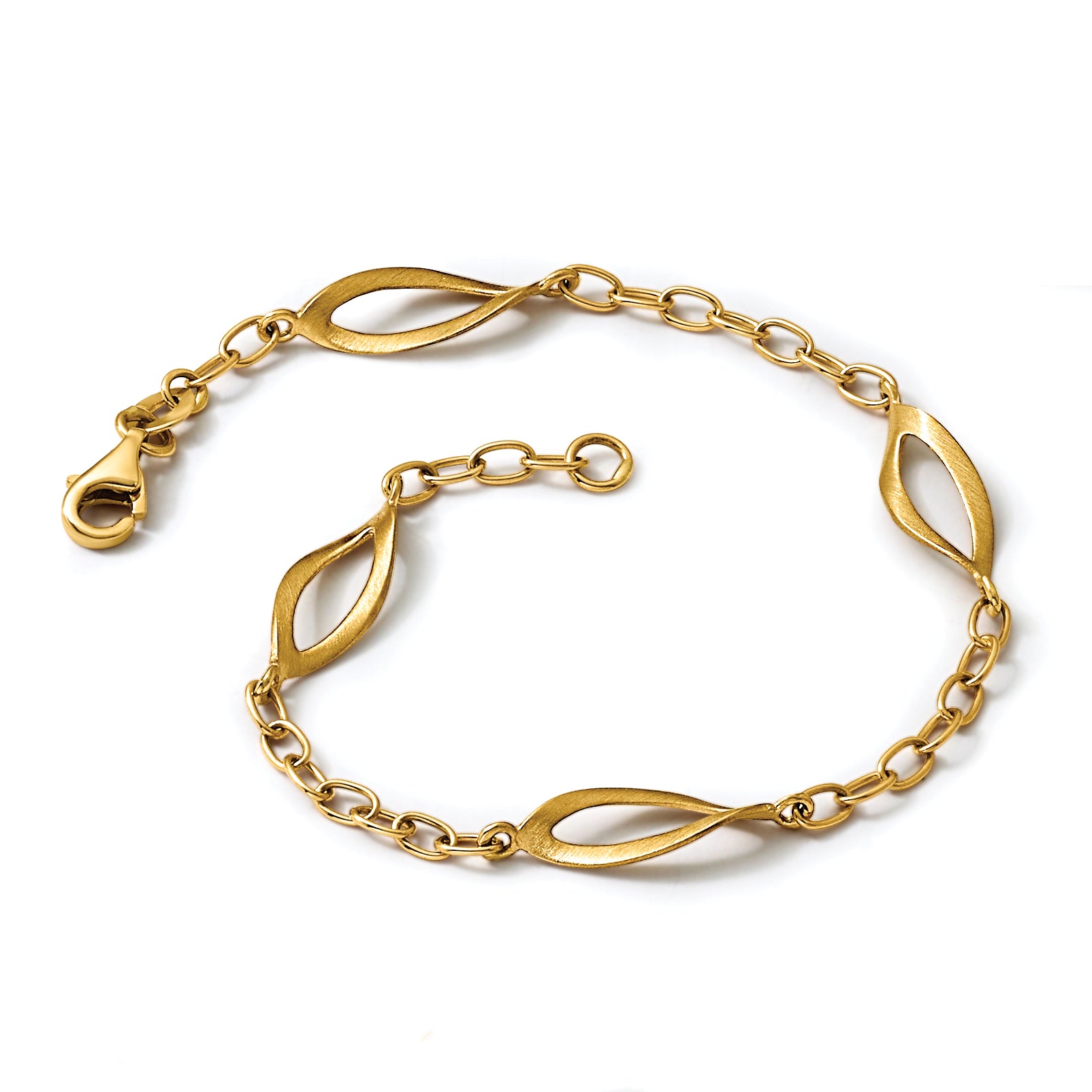 14K Yellow Gold Brushed & Polished Bracelet, 7.5 in