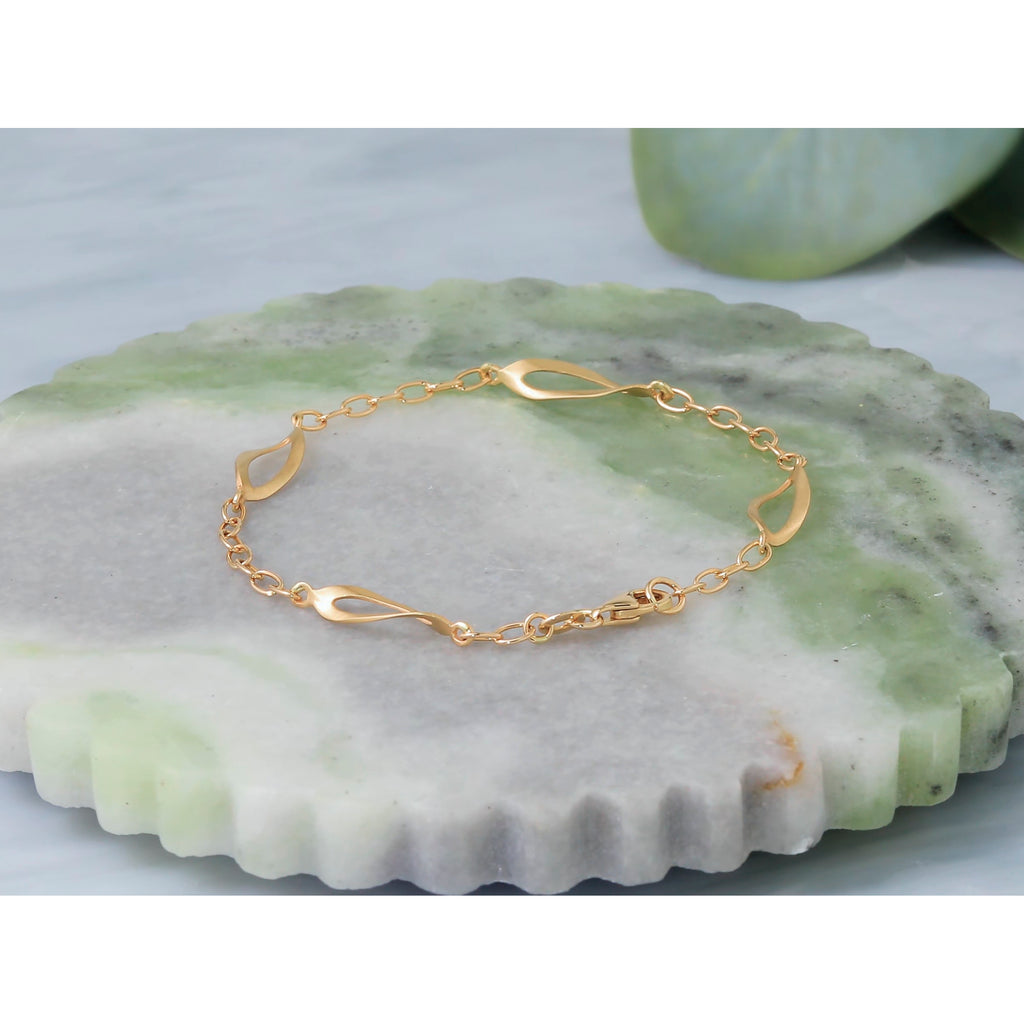 14K Yellow Gold Brushed & Polished Bracelet, 7.5 in