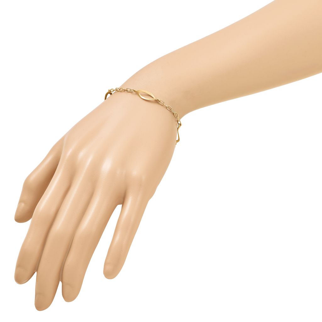 14K Yellow Gold Brushed & Polished Bracelet, 7.5 in