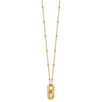14K Yellow Gold Beaded Cable Pendant Necklace