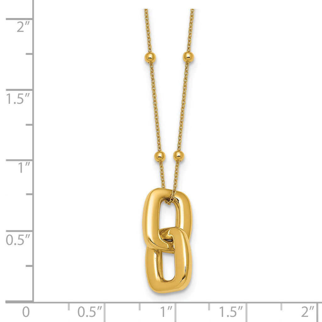 14K Yellow Gold Beaded Cable Pendant Necklace