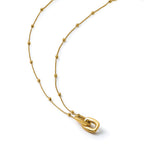 14K Yellow Gold Beaded Cable Pendant Necklace