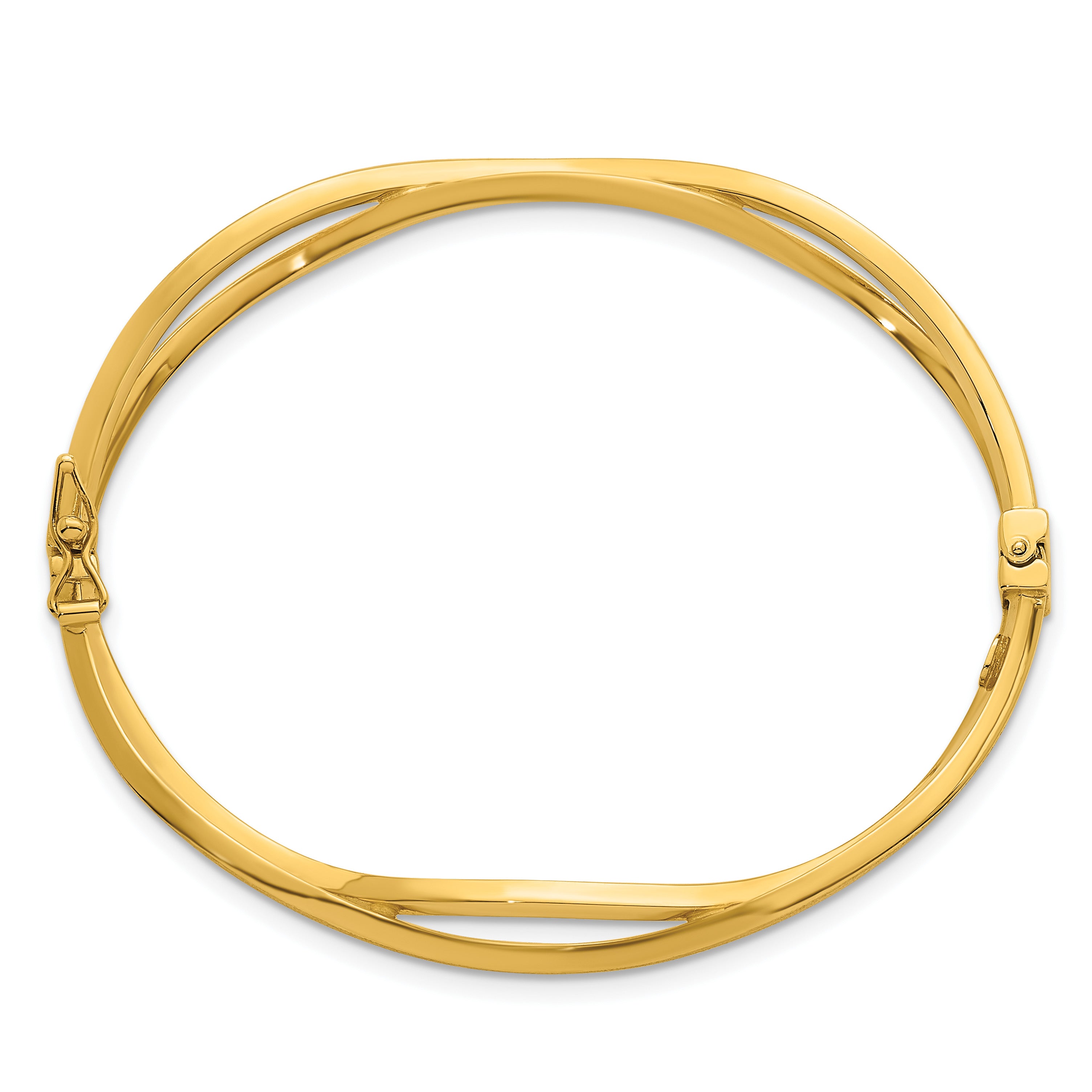 14K Yellow Gold Brushed & Polished Bangle Bracelet