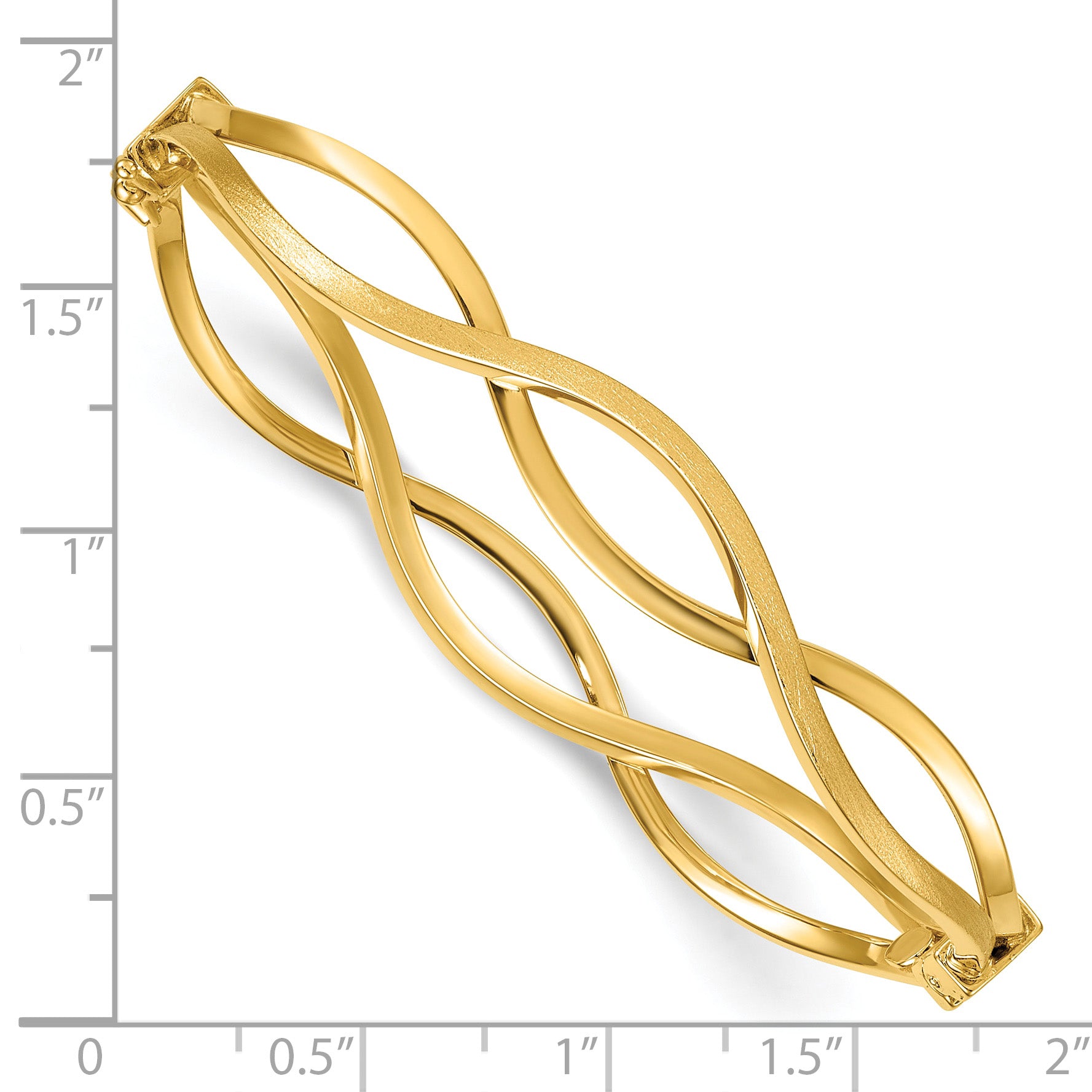 14K Yellow Gold Brushed & Polished Bangle Bracelet