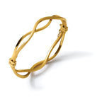 14K Yellow Gold Brushed & Polished Bangle Bracelet