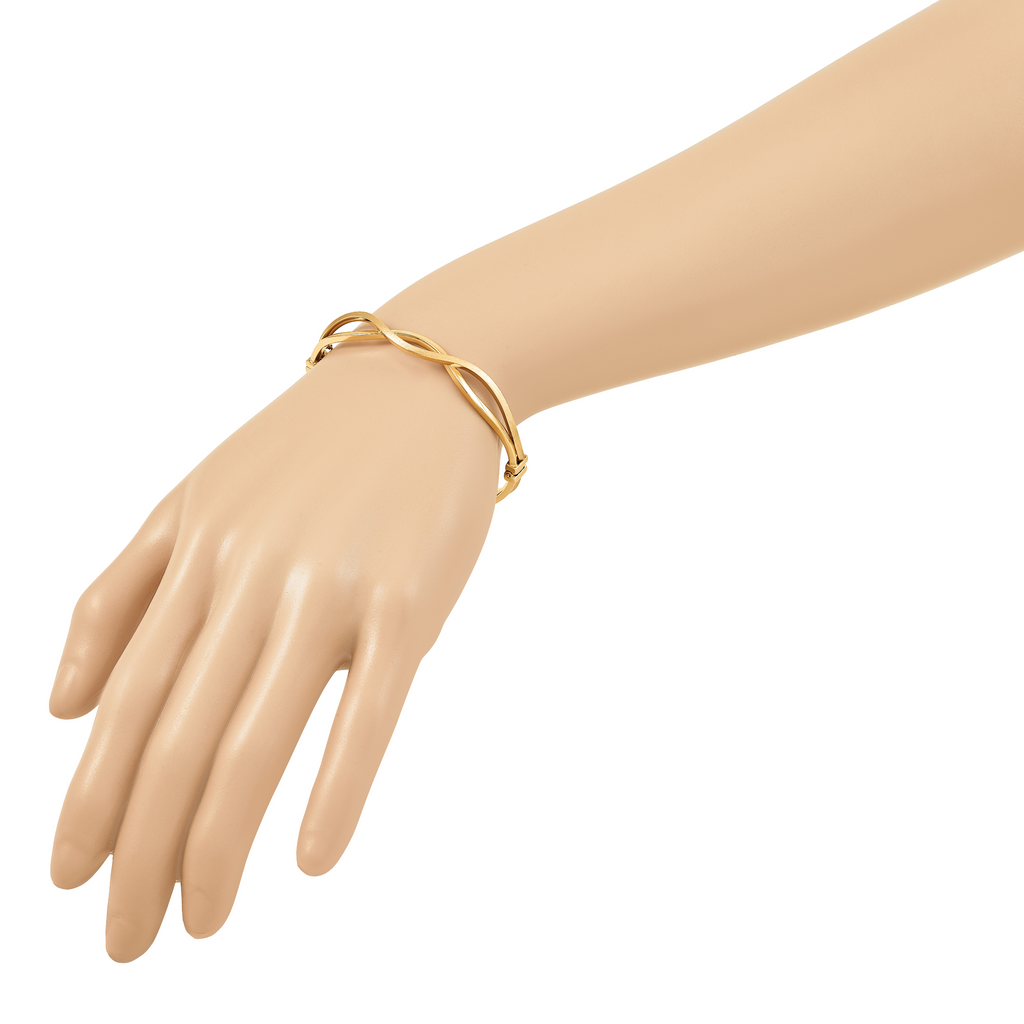 14K Yellow Gold Brushed & Polished Bangle Bracelet