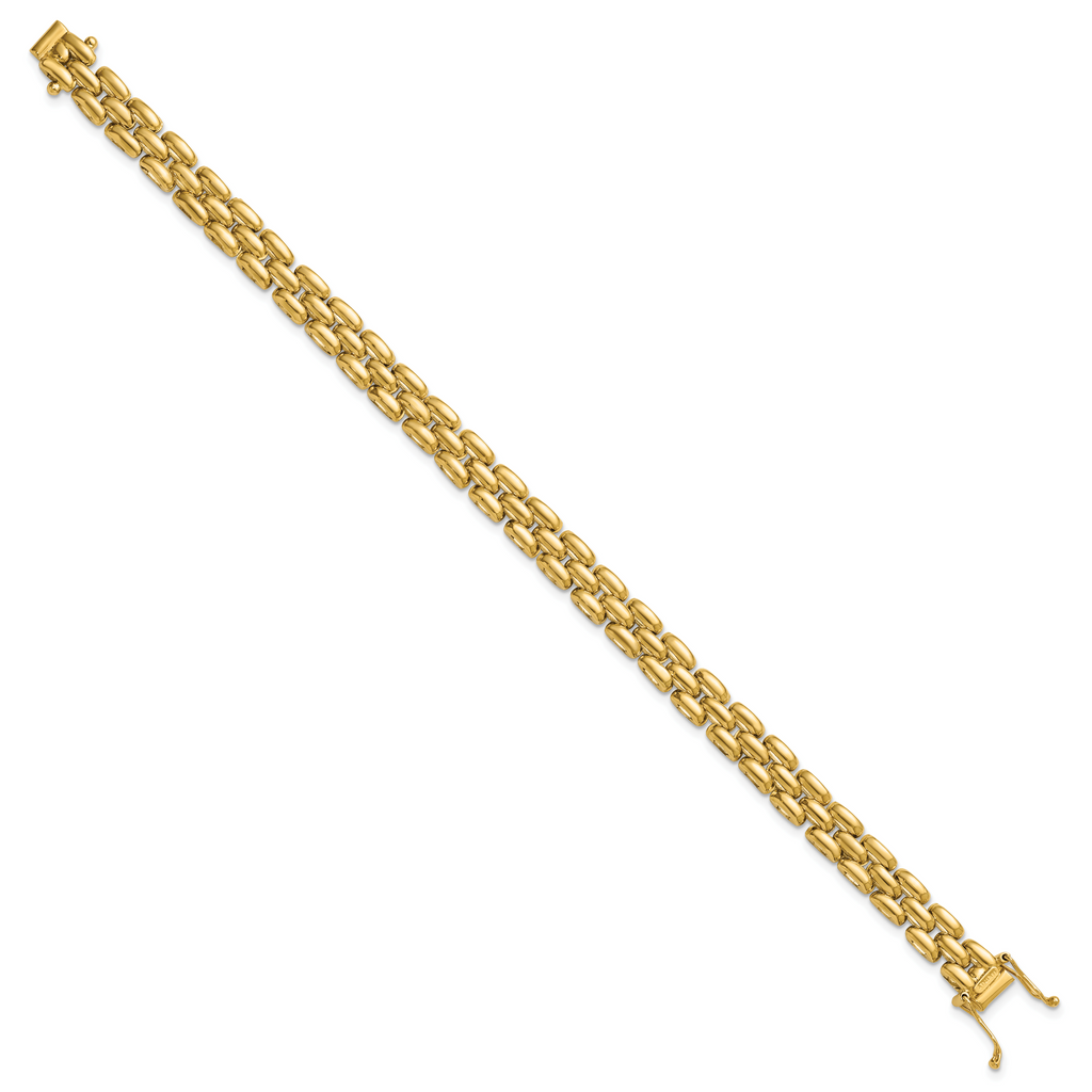 14K Yellow Gold Reversible Brushed & Polished Link Bracelet, 7.5 in