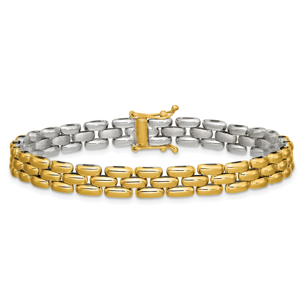 14K Yellow Gold Reversible Brushed & Polished Link Bracelet, 7.5 in