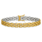 14K Yellow Gold Reversible Brushed & Polished Link Bracelet, 7.5 in