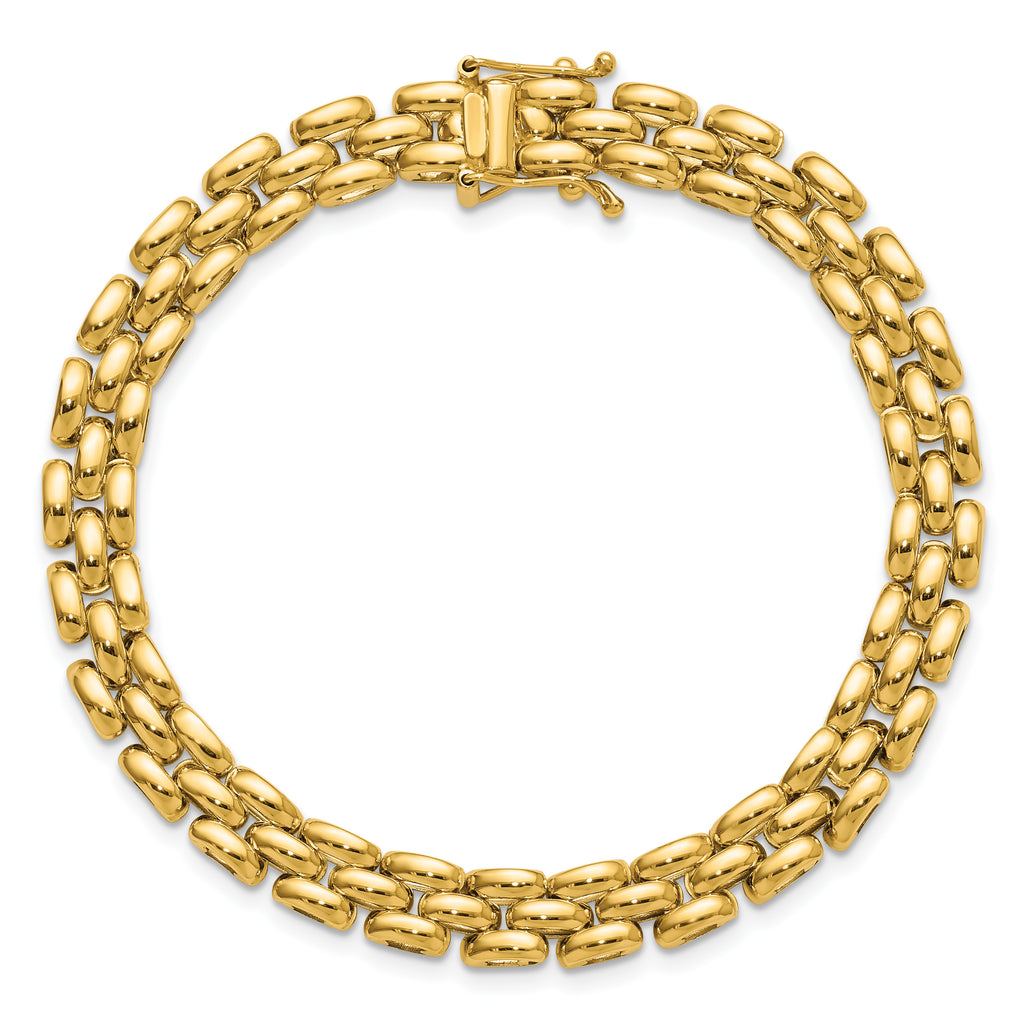 14K Yellow Gold Reversible Brushed & Polished Link Bracelet, 7.5 in