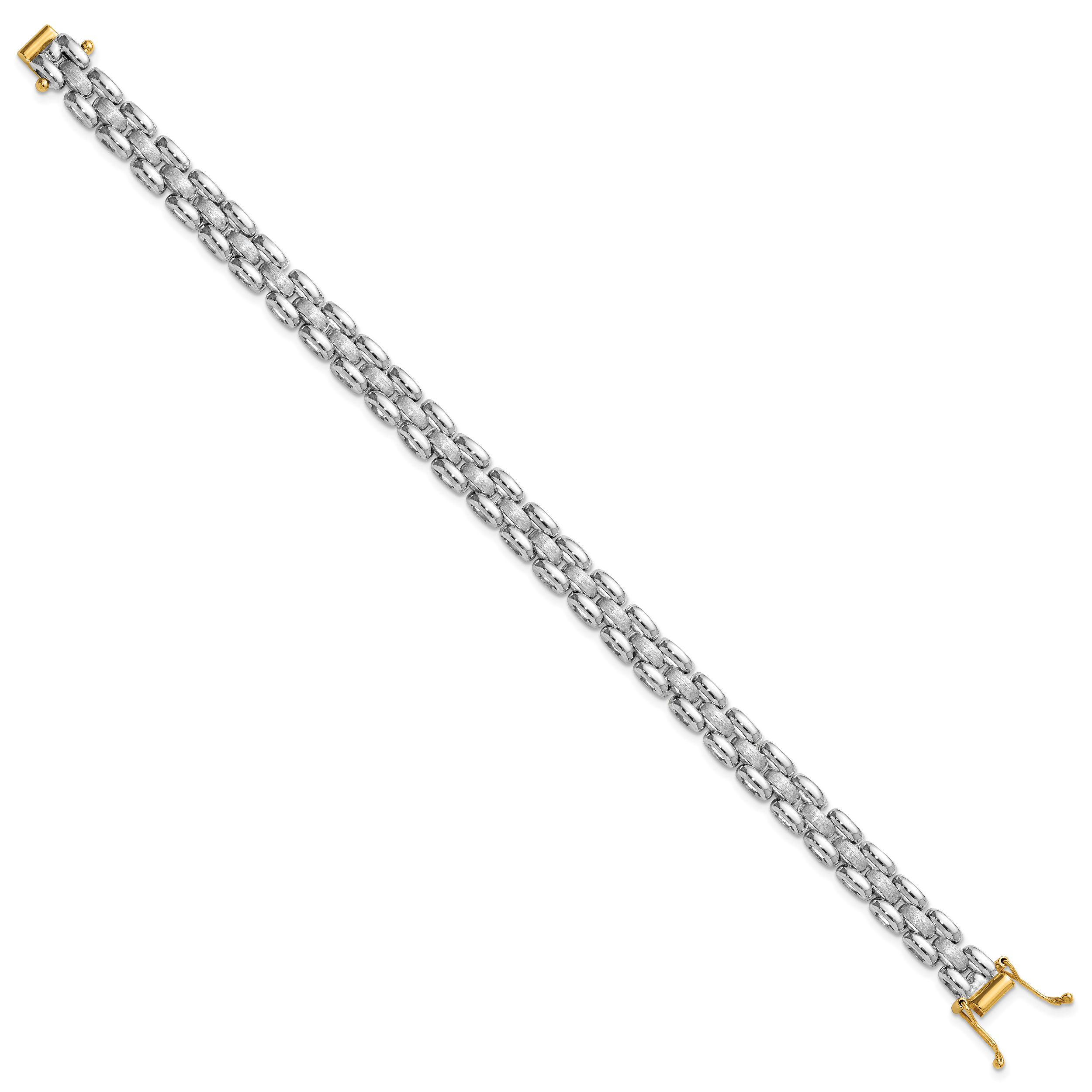 14K Yellow Gold Reversible Brushed & Polished Link Bracelet, 7.5 in