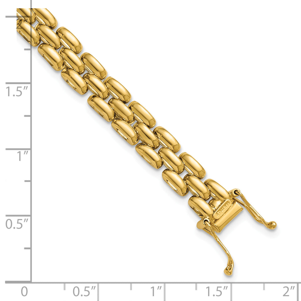 14K Yellow Gold Reversible Brushed & Polished Link Bracelet, 7.5 in