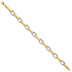 14K Yellow Gold Brushed & Polished Link Bracelet, 7.5 in