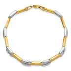 14K Yellow Gold Brushed & Polished Link Bracelet, 7.5 in