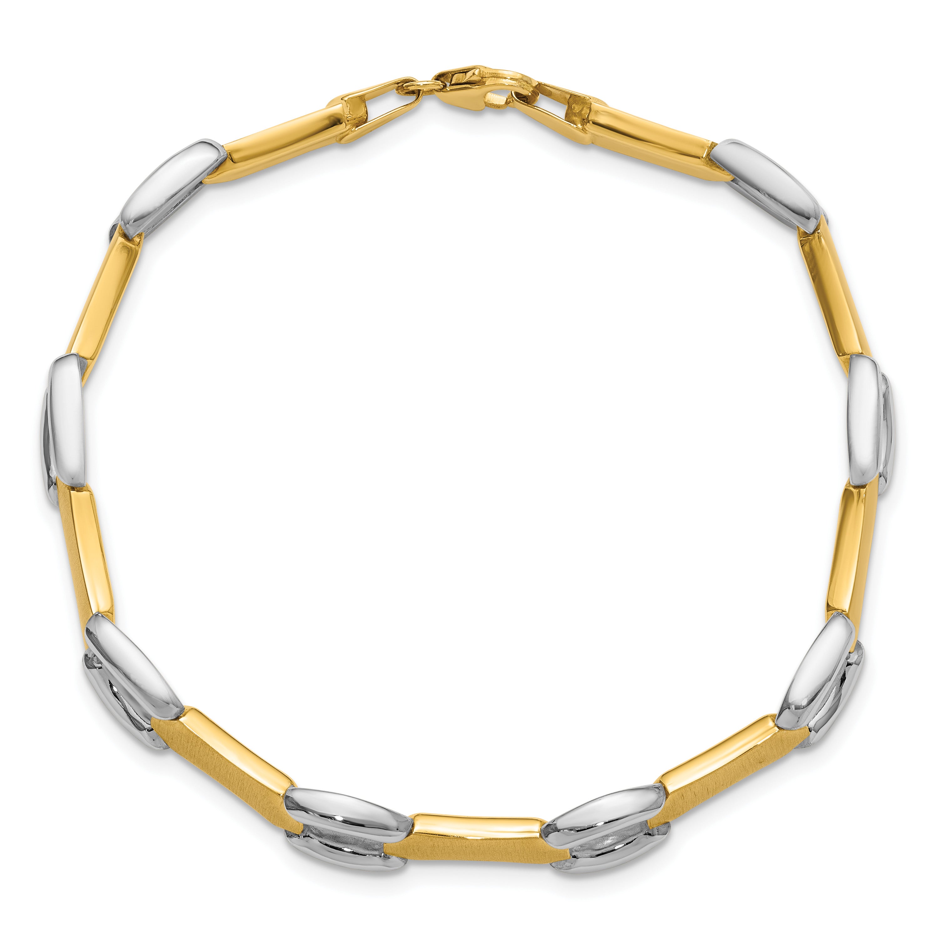 14K Yellow Gold Brushed & Polished Link Bracelet, 7.5 in