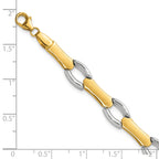 14K Yellow Gold Brushed & Polished Link Bracelet, 7.5 in