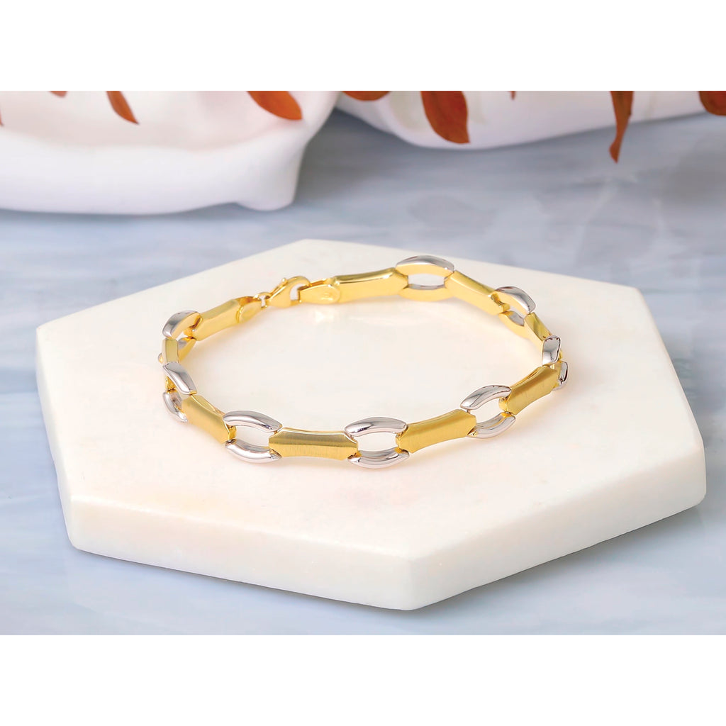 14K Yellow Gold Brushed & Polished Link Bracelet, 7.5 in
