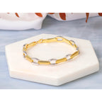 14K Yellow Gold Brushed & Polished Link Bracelet, 7.5 in