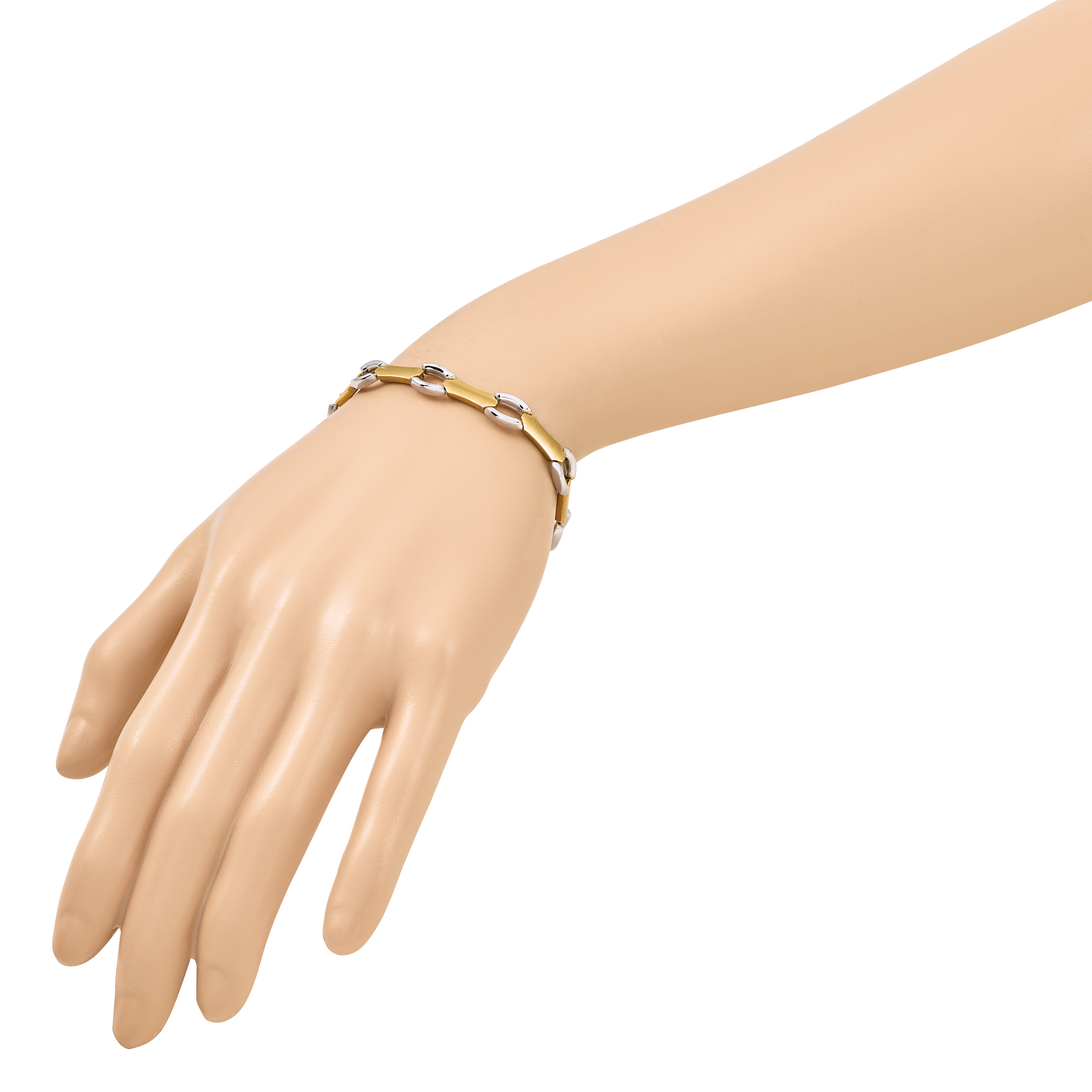 14K Yellow Gold Brushed & Polished Link Bracelet, 7.5 in
