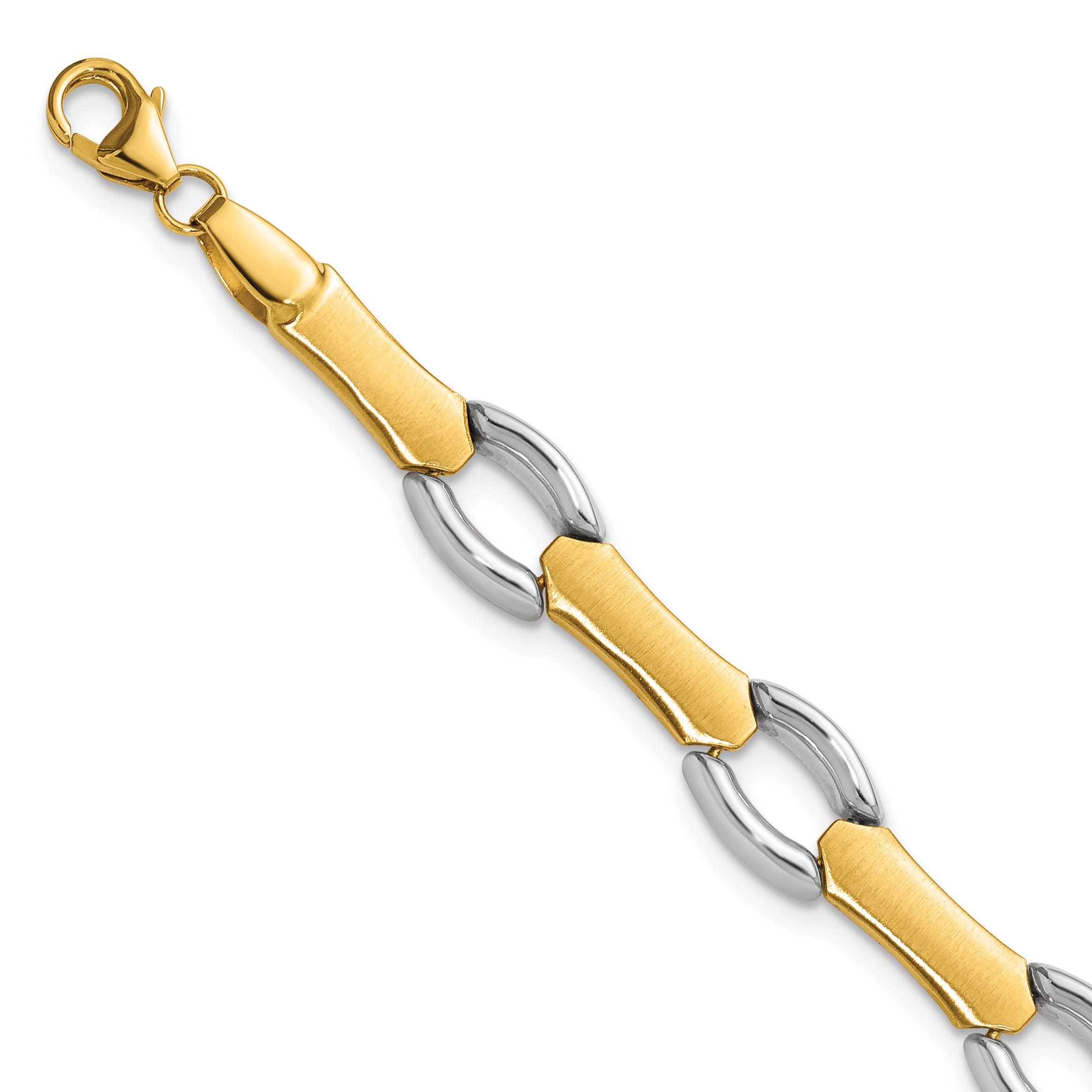 14K Yellow Gold Brushed & Polished Link Bracelet, 7.5 in Main image