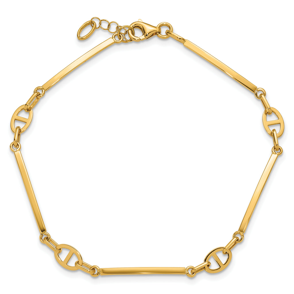 14K Yellow Gold Polished Bracelet, 8 in