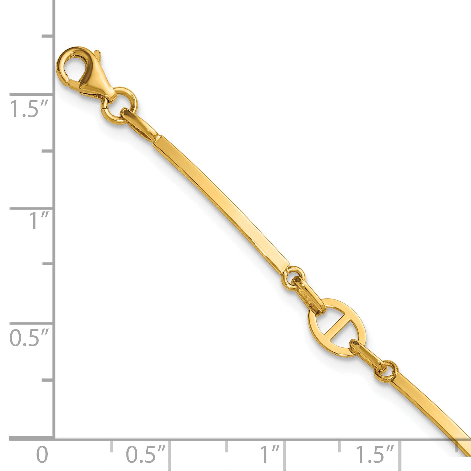 14K Yellow Gold Polished Bracelet, 8 in