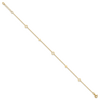14K Yellow Gold Polished Anklet, 10 in