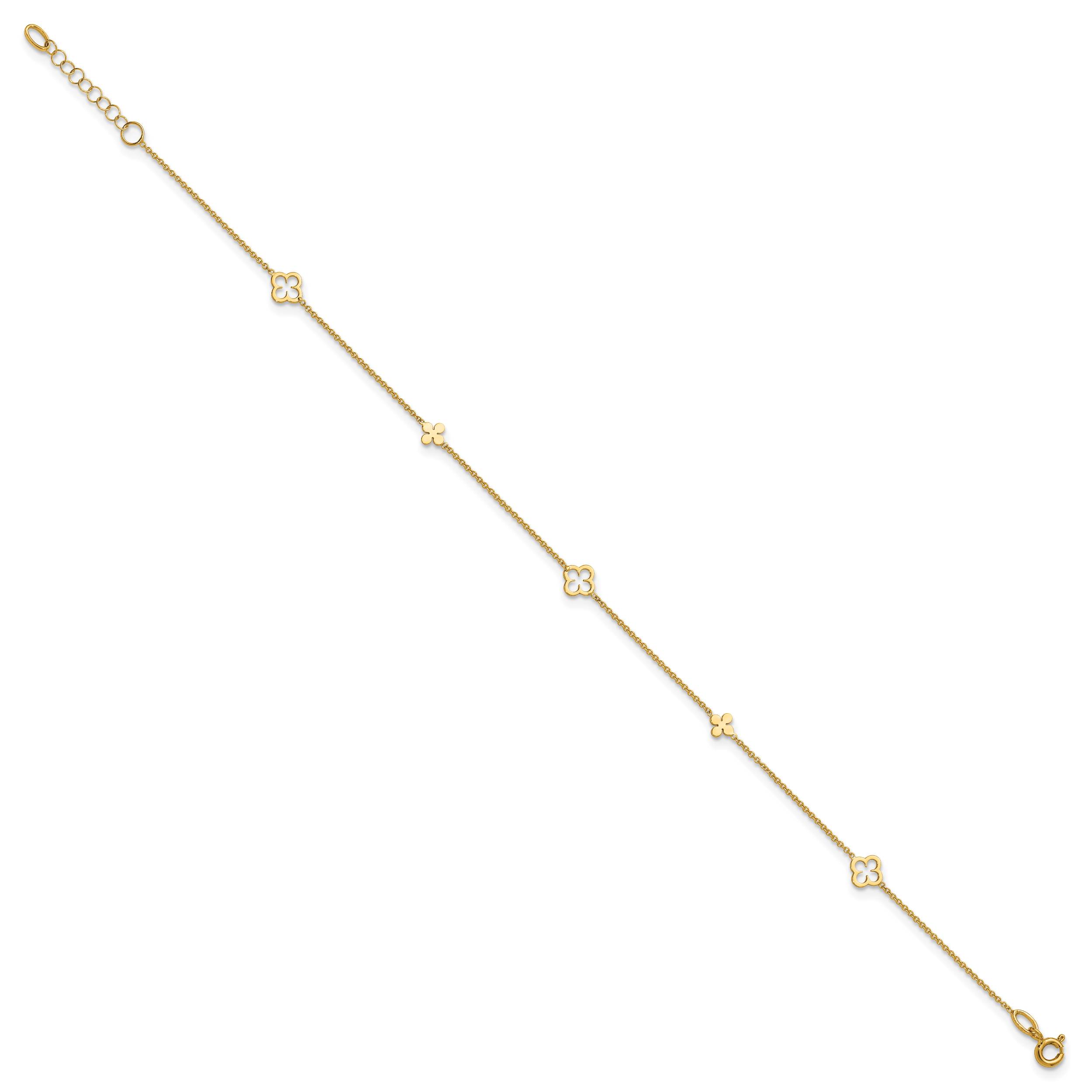 14K Yellow Gold Polished Anklet, 10 in