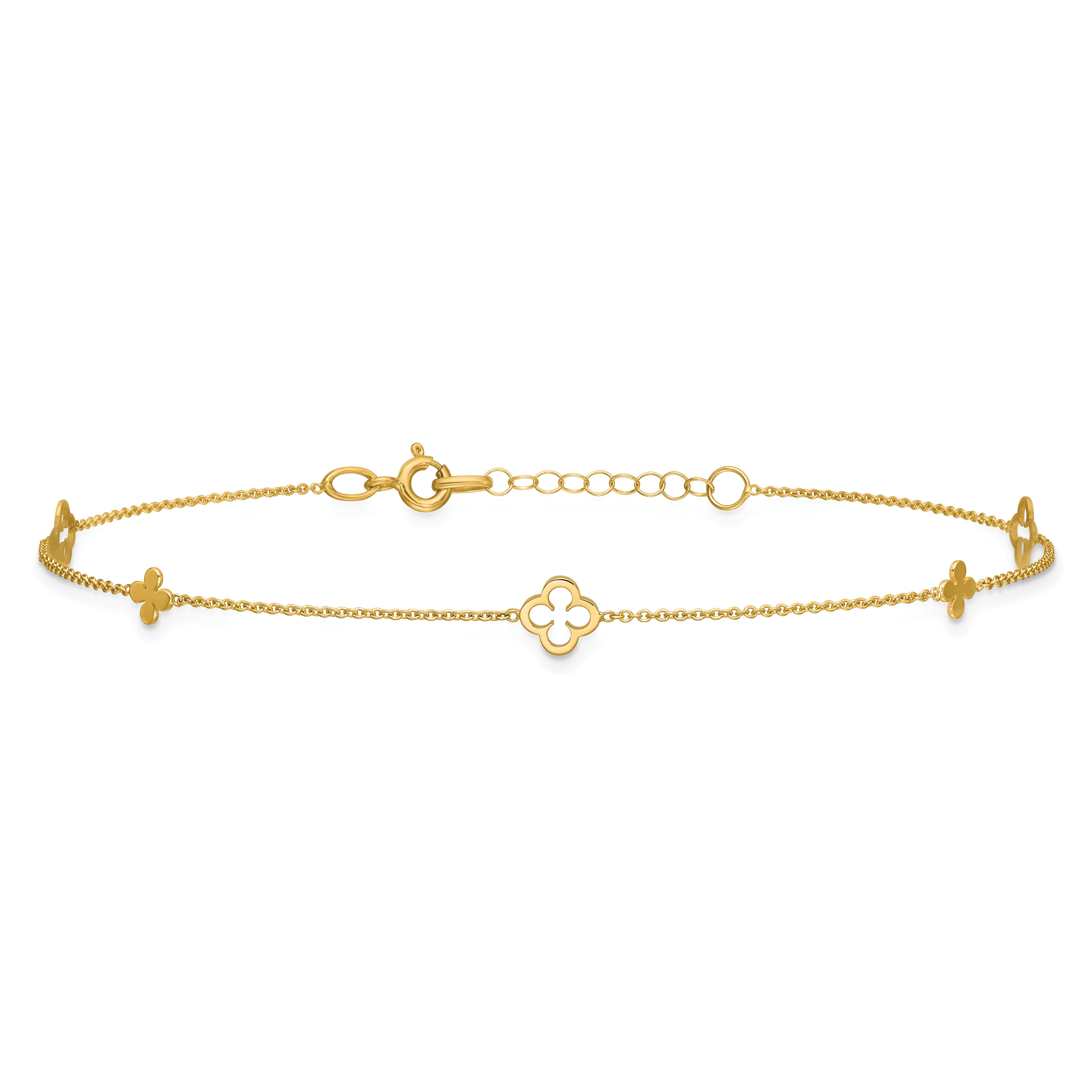 14K Yellow Gold Polished Anklet, 10 in