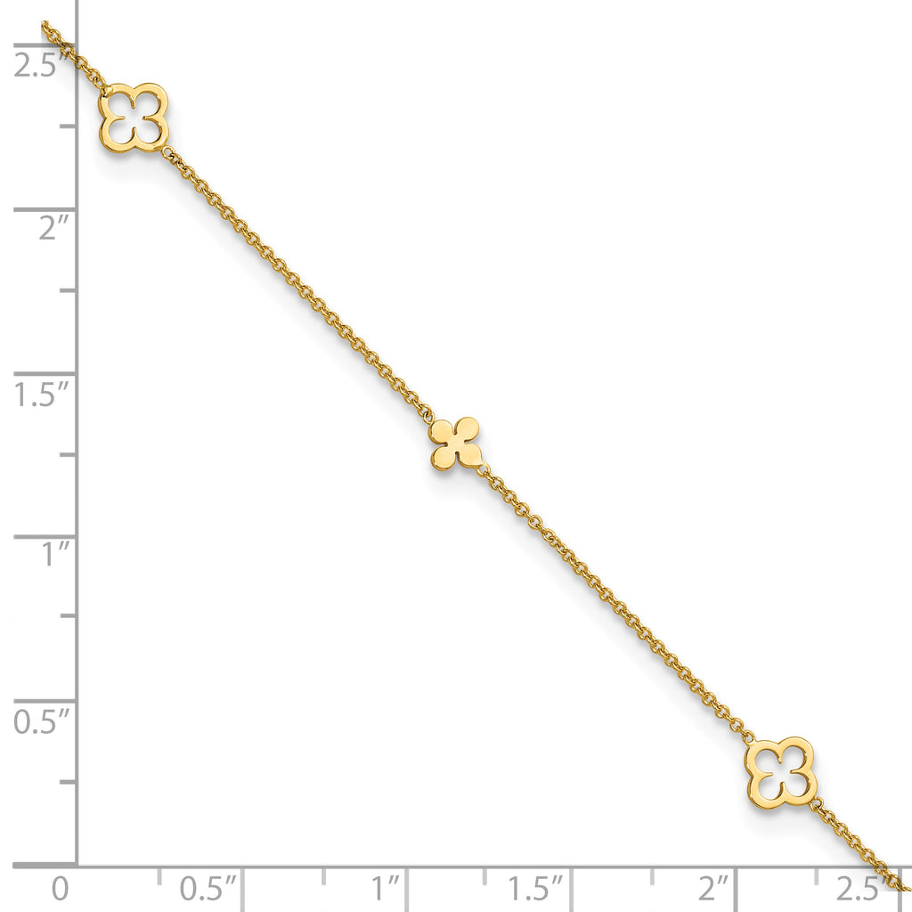 14K Yellow Gold Polished Anklet, 10 in