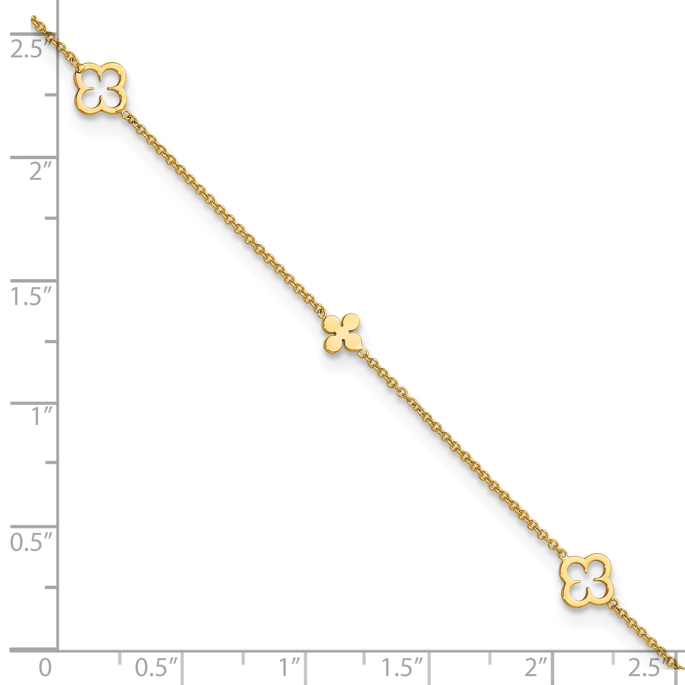 14K Yellow Gold Polished Anklet, 10 in