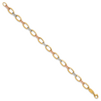 14K Tri-Color Gold Polished Link Bracelet, 7 in