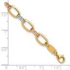 14K Tri-Color Gold Polished Link Bracelet, 7 in