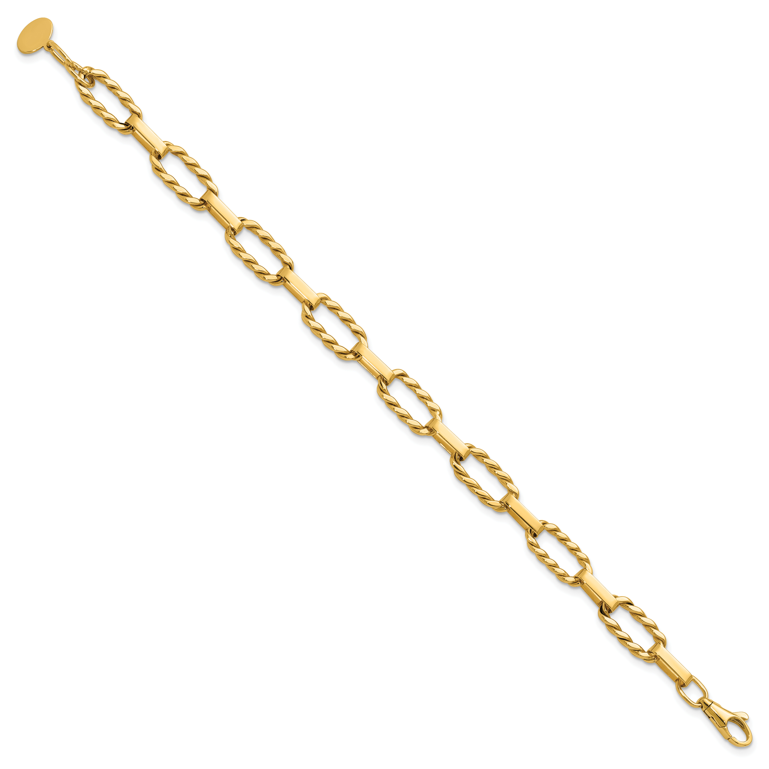 14K Yellow Gold Twisted Link Bracelet, 7.5 in