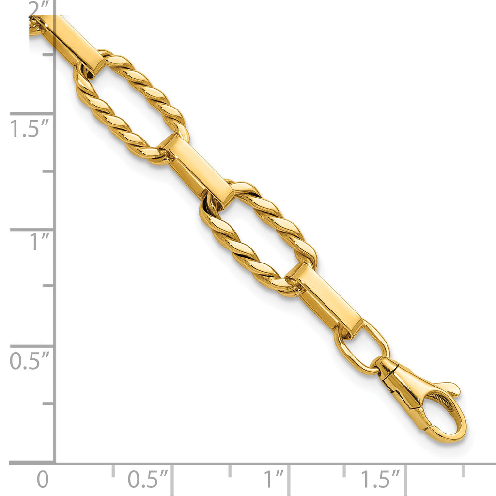 14K Yellow Gold Twisted Link Bracelet, 7.5 in