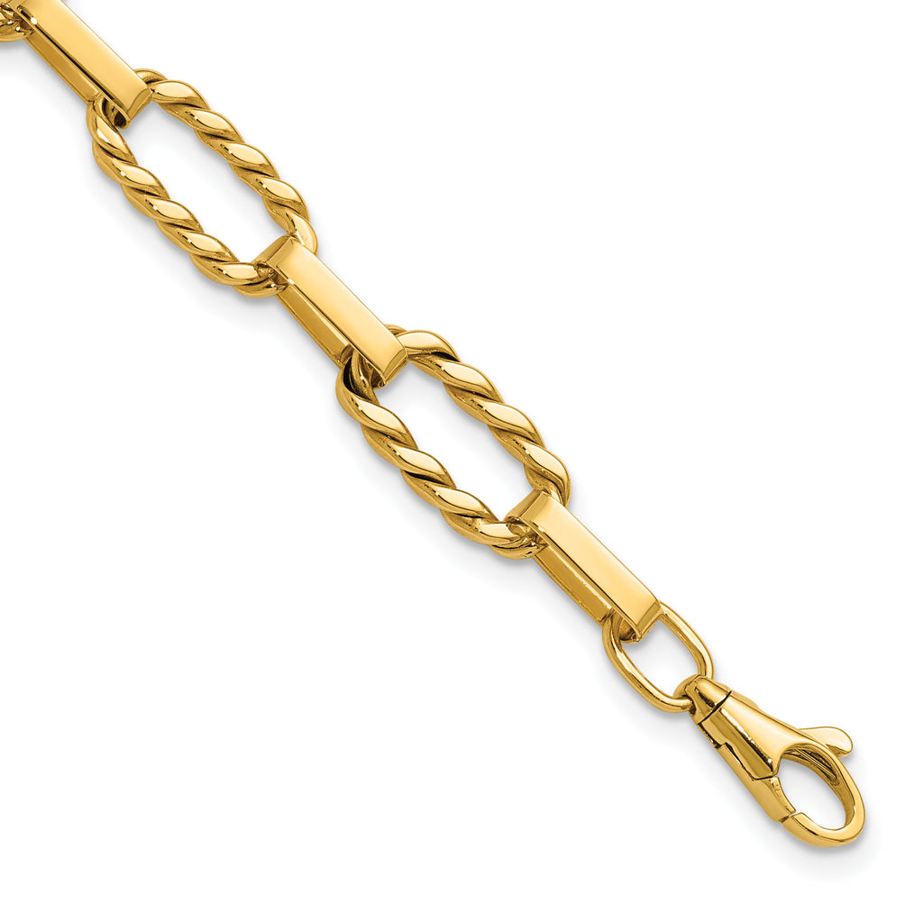 14K Yellow Gold Twisted Link Bracelet, 7.5 in