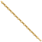 14K Yellow Gold Textured Link Bracelet, 7.5 in
