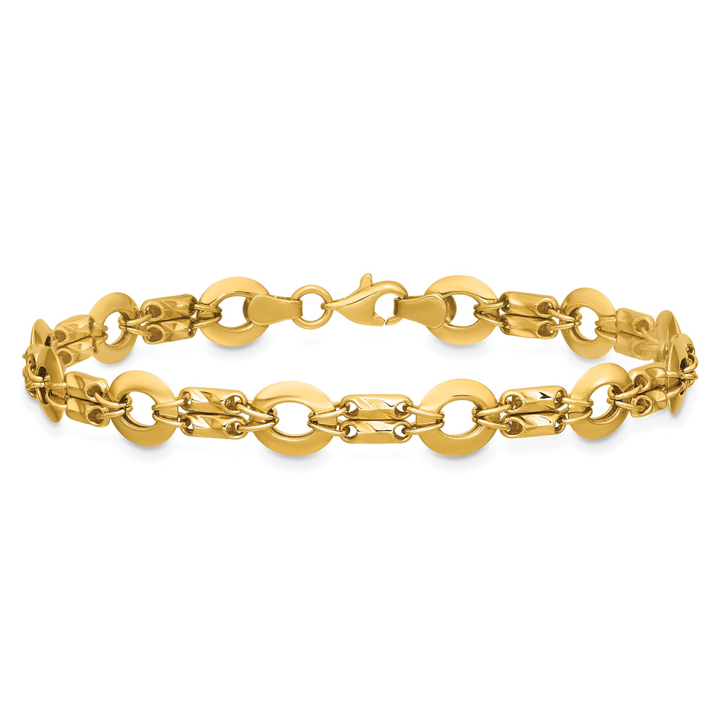 14K Yellow Gold Textured Link Bracelet, 7.5 in