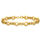 14K Yellow Gold Textured Link Bracelet, 7.5 in