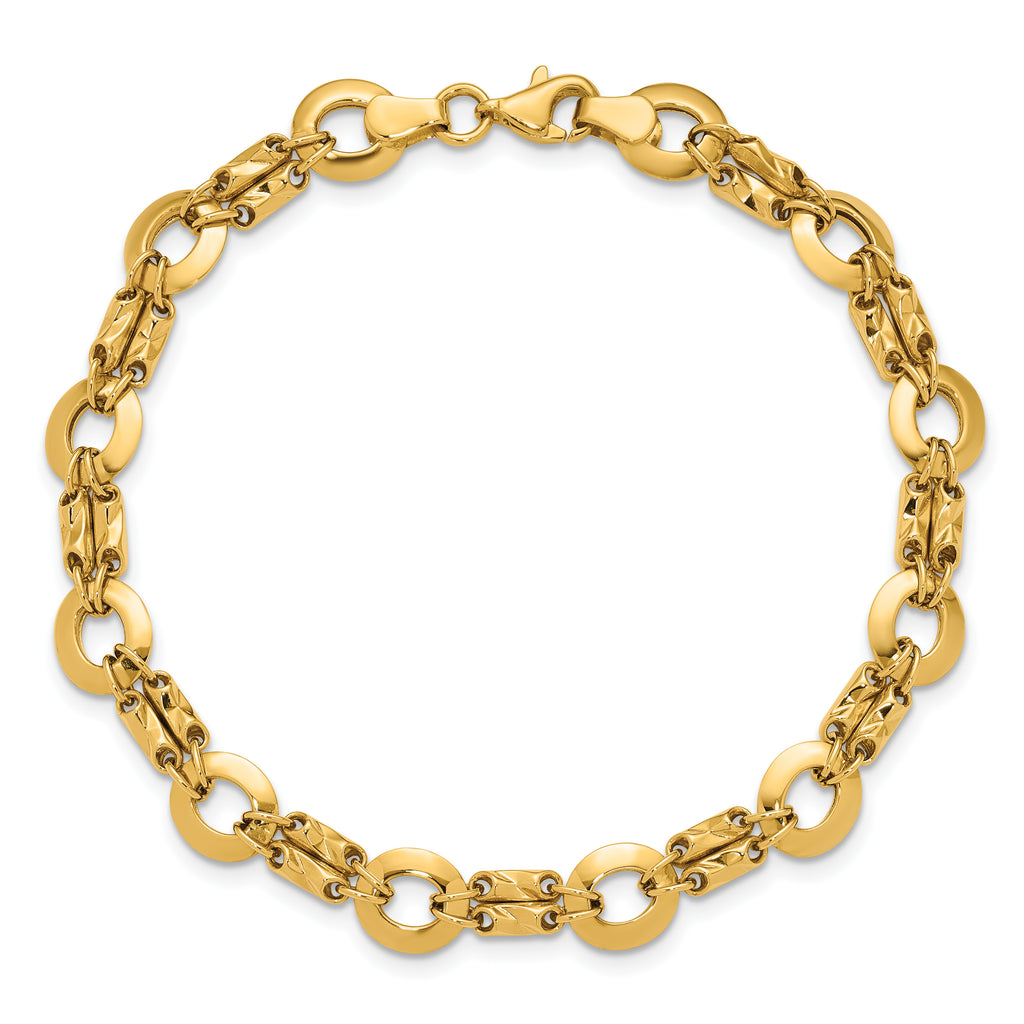 14K Yellow Gold Textured Link Bracelet, 7.5 in