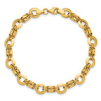 14K Yellow Gold Textured Link Bracelet, 7.5 in