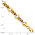 14K Yellow Gold Textured Link Bracelet, 7.5 in