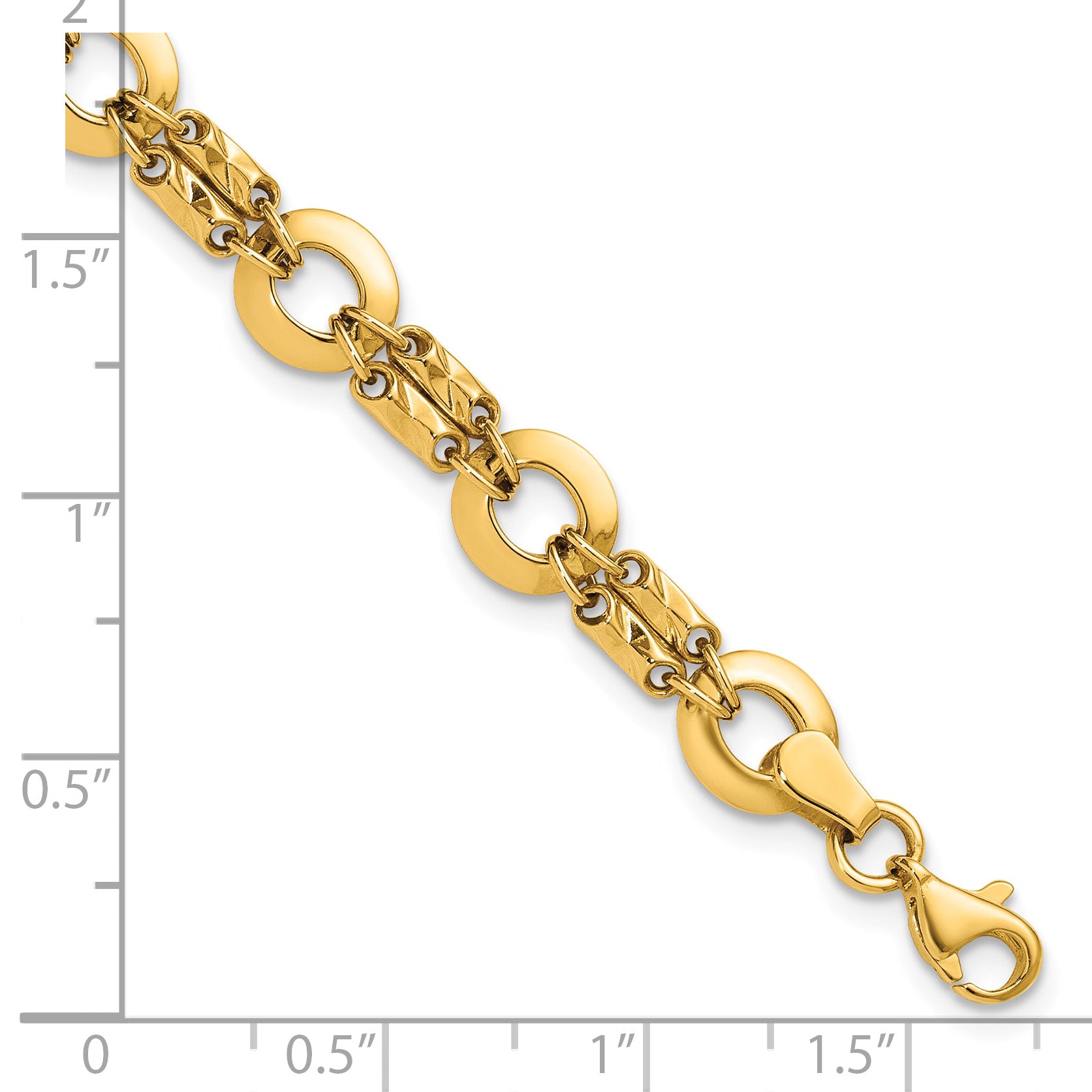 14K Yellow Gold Textured Link Bracelet, 7.5 in