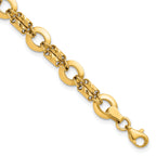 14K Yellow Gold Textured Link Bracelet, 7.5 in