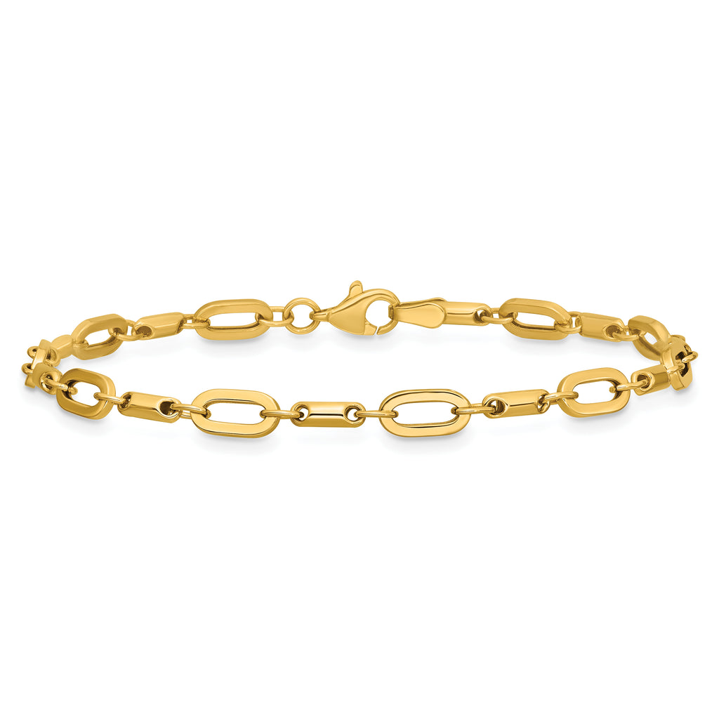 14K Yellow Gold Polished Link Bracelet, 7 in