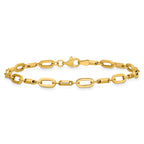 14K Yellow Gold Polished Link Bracelet, 7 in