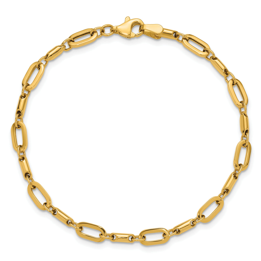 14K Yellow Gold Polished Link Bracelet, 7 in