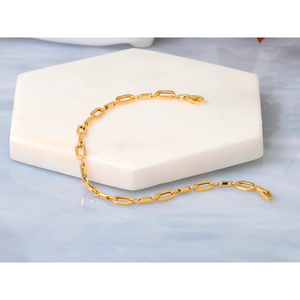 14K Yellow Gold Polished Link Bracelet, 7 in